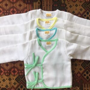 Double Muslin Organic Cotton Full Sleeve Tops for Newborn Baby from Litle Sudhams