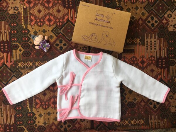 Double Muslin Organic Cotton Full Sleeve Tops for Newborn Baby from Litle Sudhams