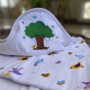 Beautiful Embroidered Muslin Hooded Towel