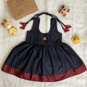 Traditional Baby Girl Dress Black Handloom Cotton Comfortable