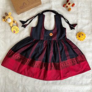 Traditional Baby Girl Dress Black Handloom Cotton Comfortable